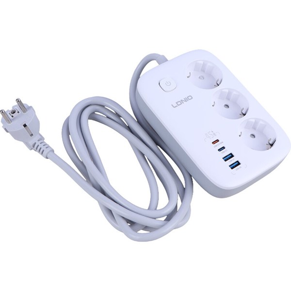 چند راهی 3 خانه ارت دار الدینیو SE2 با کابل 2 متری + شارژر USB و Type-C