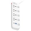 چند راهی 4 خانه ارت دار الدینیو SC4408C با کابل 2 متری + شارژر USB و Type-C