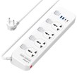 چند راهی 4 خانه ارت دار الدینیو SC4408C با کابل 2 متری + شارژر USB و Type-C