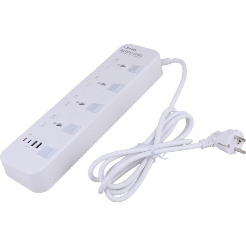 چند راهی 4 خانه ارت دار الدینیو SC4408C با کابل 2 متری + شارژر USB و Type-C