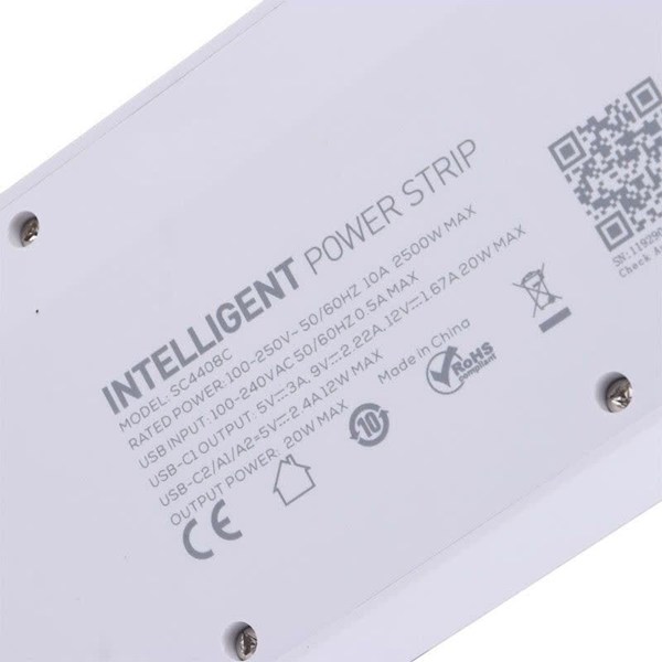 چند راهی 4 خانه ارت دار الدینیو SC4408C با کابل 2 متری + شارژر USB و Type-C