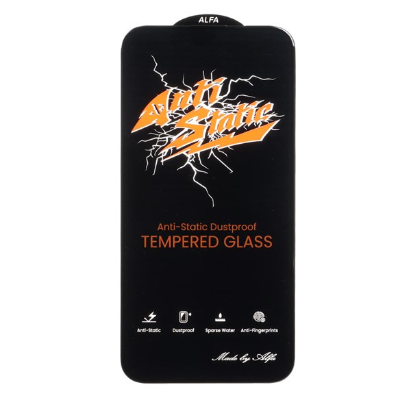 محافظ صفحه نمایش شیشه ای Full Cover Anti Static ALFA مدل Apple iPhone 15 Pro Max