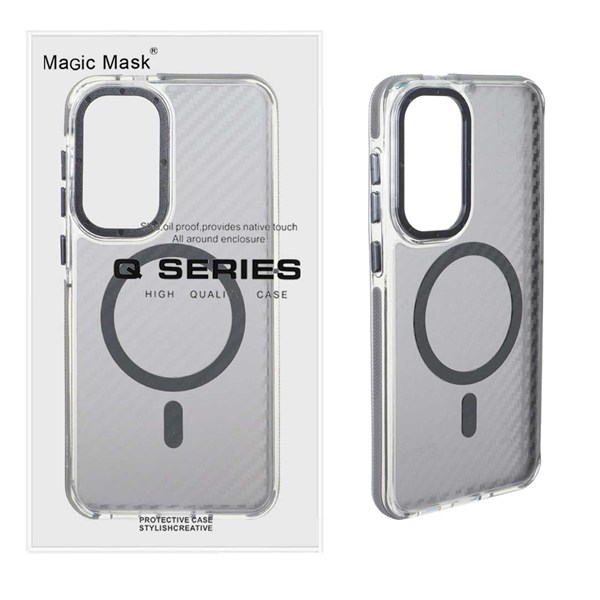 قاب اورجینال Q Series پشت کربن MagSafe مدل Samsung Galaxy S25 FE - خاکستری (پک دار)