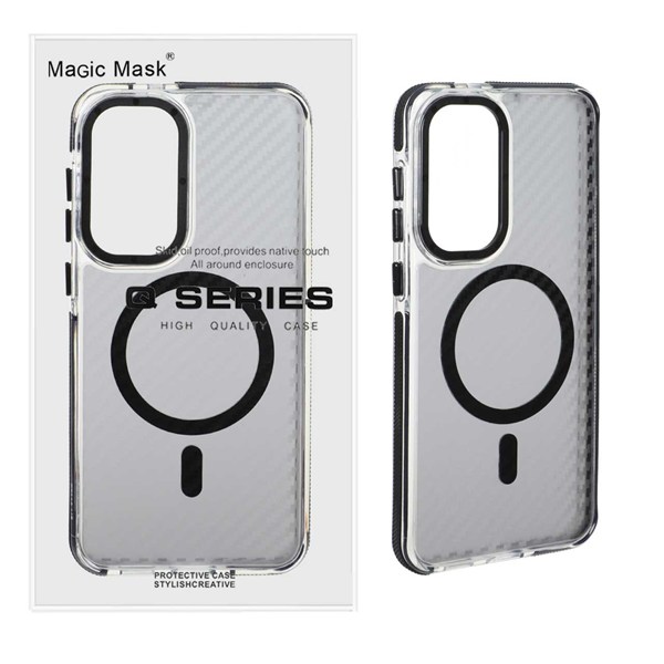 قاب اورجینال Q Series پشت کربن MagSafe مدل Samsung Galaxy S25 FE - مشکی (پک دار)