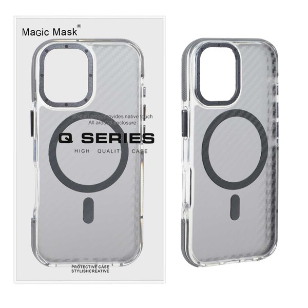 قاب اورجینال Q Series پشت کربن MagSafe مدل Apple iPhone 17 - خاکستری (پک دار)