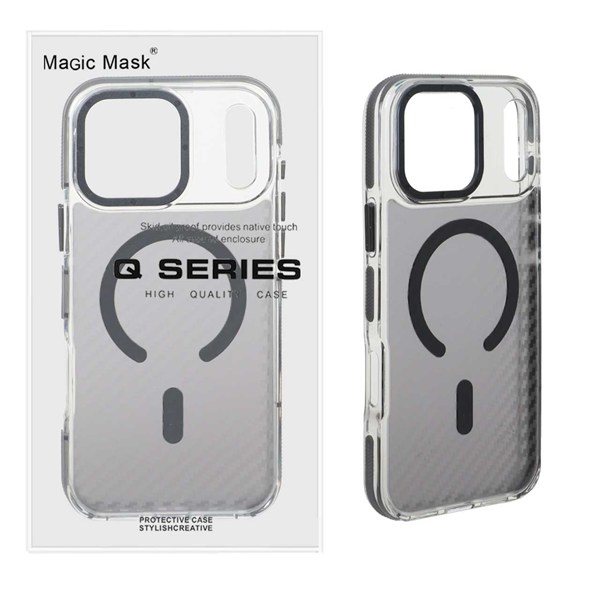قاب اورجینال Q Series پشت کربن MagSafe مدل Apple iPhone 17 Pro Max - خاکستری (پک دار)