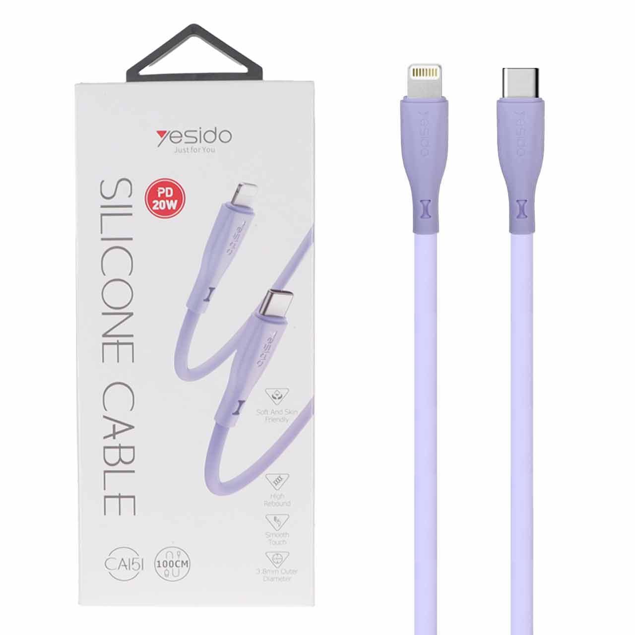 کابل شارژ PD و فست Yesido Type-C to Lightning مدل CA151 - یاسی (گارانتی 18 ماه تعویض نیکان همراه)