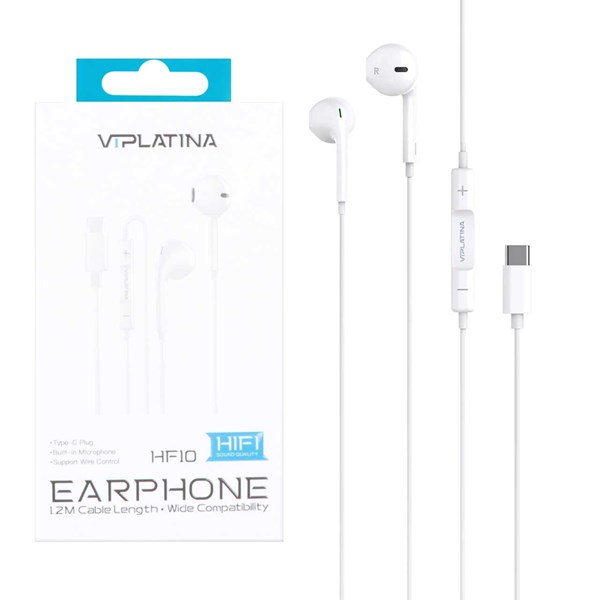 هندزفری باسیم VIPLATINA Type-C مدل HF10 - سفید