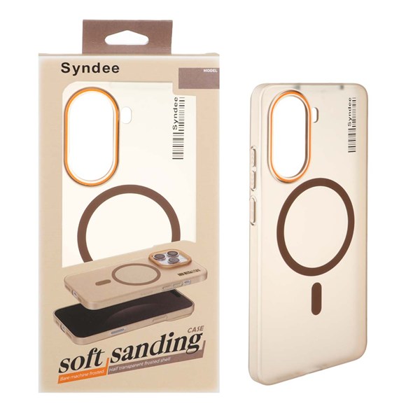 قاب اورجینال Syndee پشت مات MagSafe مدل Xiaomi Poco X7 Pro - قهوه ای (پک دار )