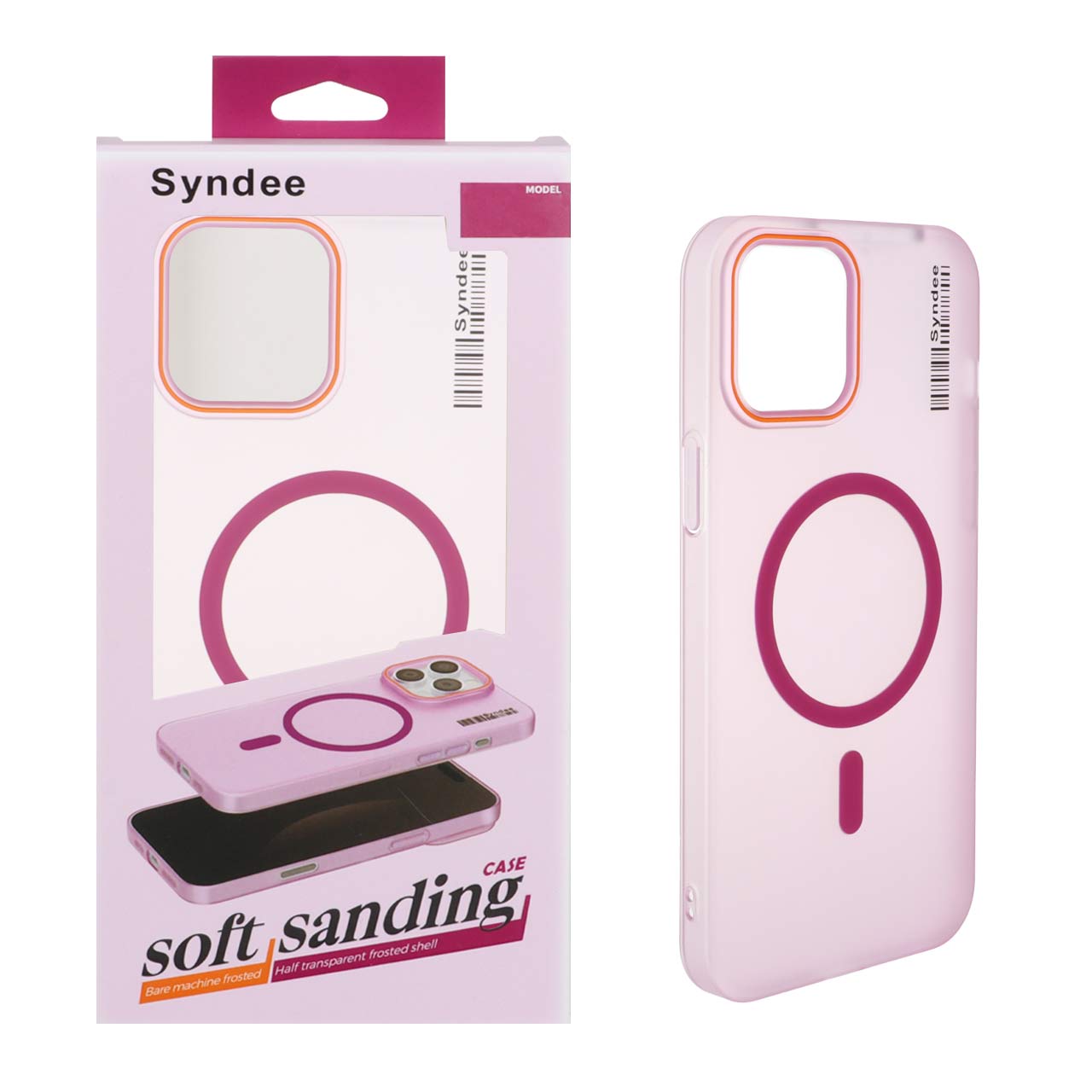 قاب اورجینال Syndee پشت مات MagSafe مدل Apple iPhone 12 Pro Max - سرخابی (پک دار )