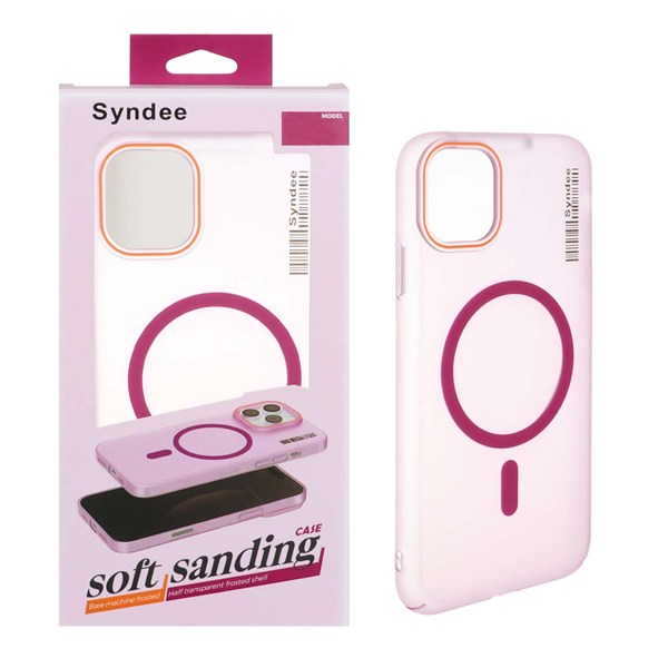 قاب اورجینال Syndee پشت مات MagSafe مدل Apple iPhone 11 - سرخابی (پک دار )