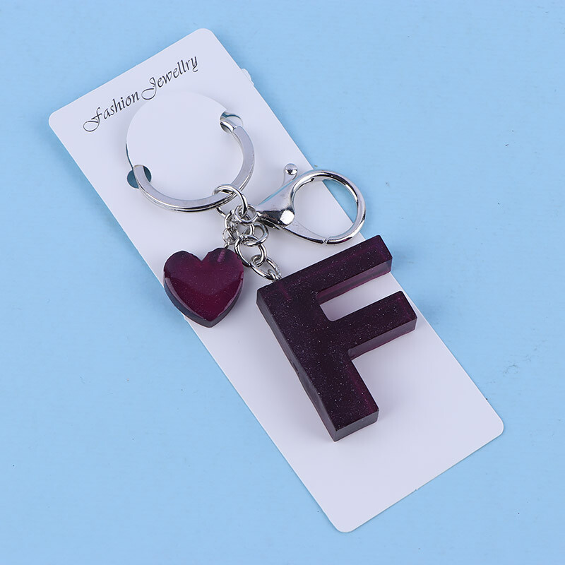 جاکلیدی رزینی طرح حرف F شفاف