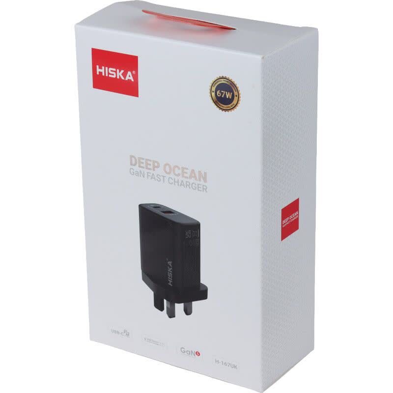 شارژر دیواری 67 وات هیسکا H-167UK GaN QC3.0 PD 3.35A
