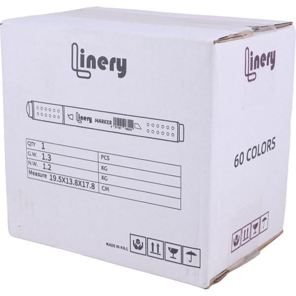 ماژیک راندو دو سر 60 رنگ لاینری نوک تخت / براش