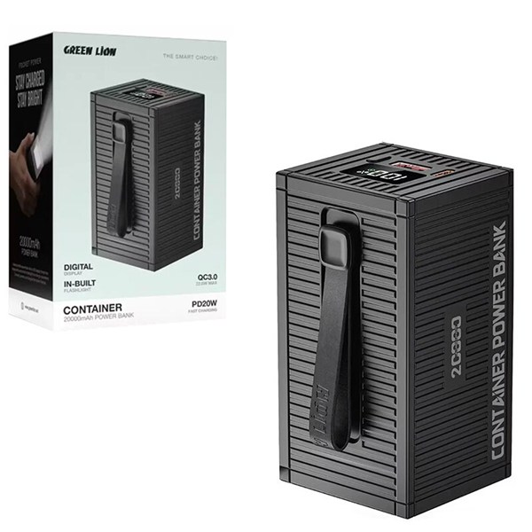 پاور بانک فست شارژ گرین لاین Container GL-PX61 GNCOTPXPB20 QC3.0 PD 22.5W ظرفیت 20000 میلی‌ آمپر ساعت