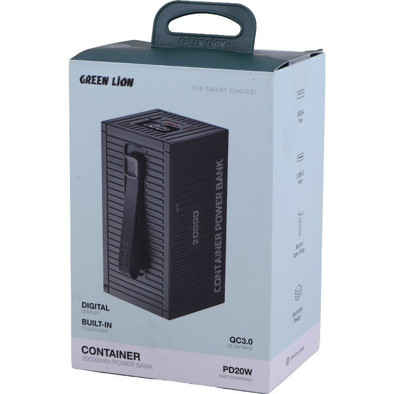 پاور بانک فست شارژ گرین لاین Container GL-PX61 GNCOTPXPB20 QC3.0 PD 22.5W ظرفیت 20000 میلی‌ آمپر ساعت
