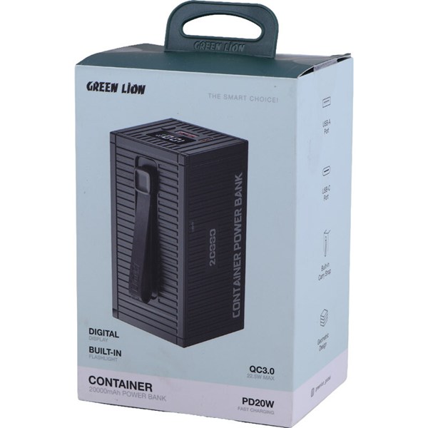 پاور بانک فست شارژ گرین لاین Container GL-PX61 GNCOTPXPB20 QC3.0 PD 22.5W ظرفیت 20000 میلی‌ آمپر ساعت