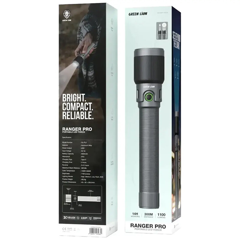 چراغ قوه شارژی گرین لاین Ranger Pro GL-FL5 GNRNGRPRTH