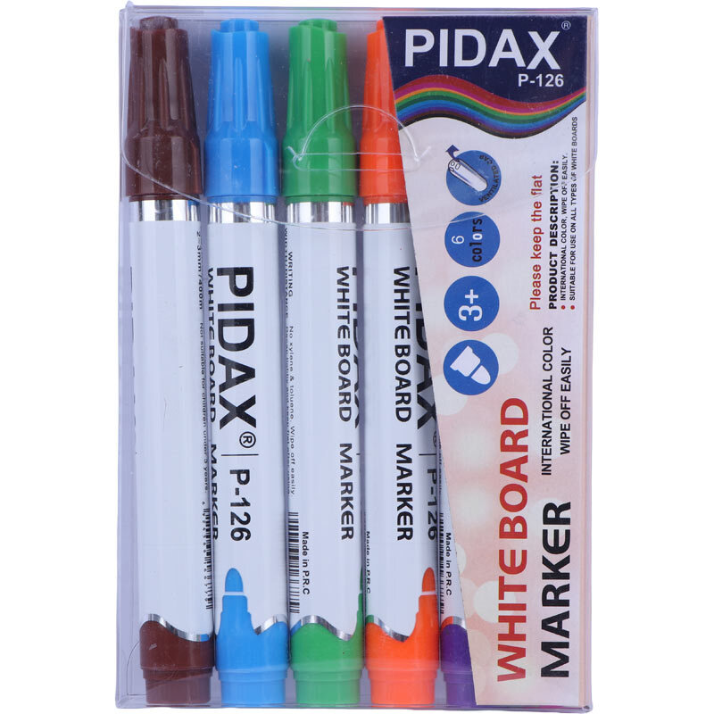 ماژیک وایت برد پیداکس نوک گرد رنگی P-126 بسته 6 عددی