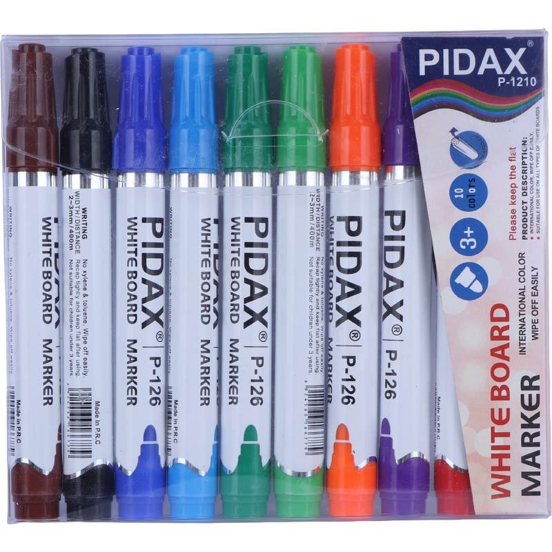 ماژیک وایت برد پیداکس نوک گرد رنگی P-1210 بسته 10 عددی