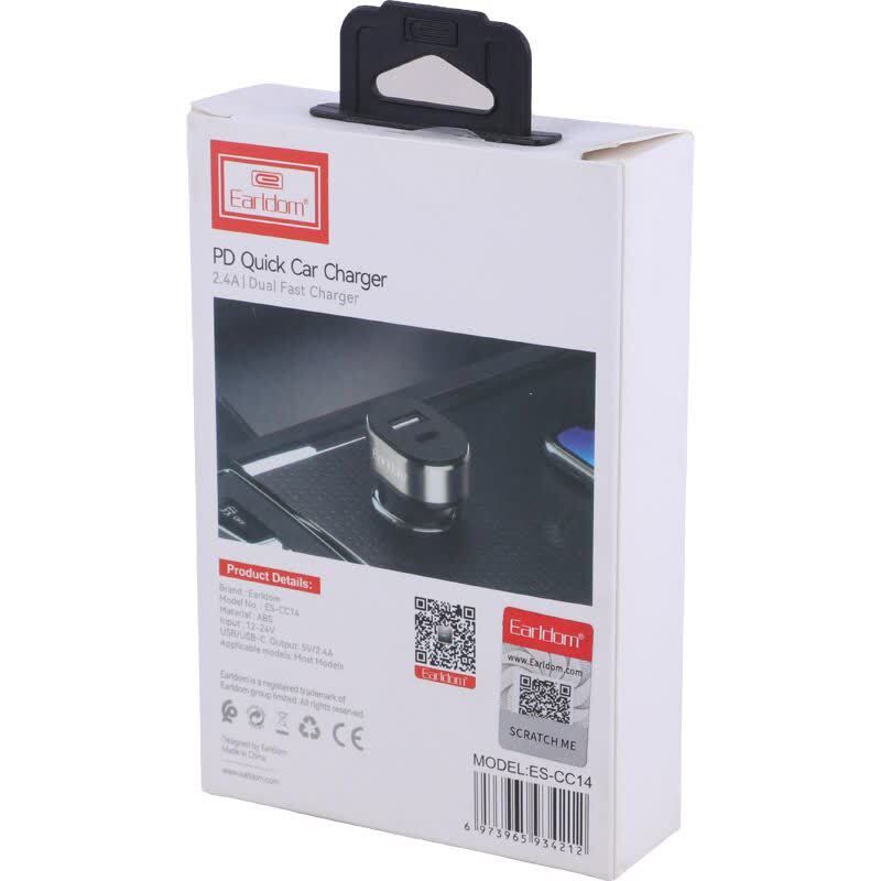 شارژر فندکی 12 وات ارلدام ES-CC14 + کابل تبدیل آیفونی