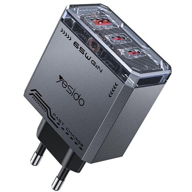 شارژر دیواری 65 وات یسیدو YC101 GaN QC3.0 PD 3.25A