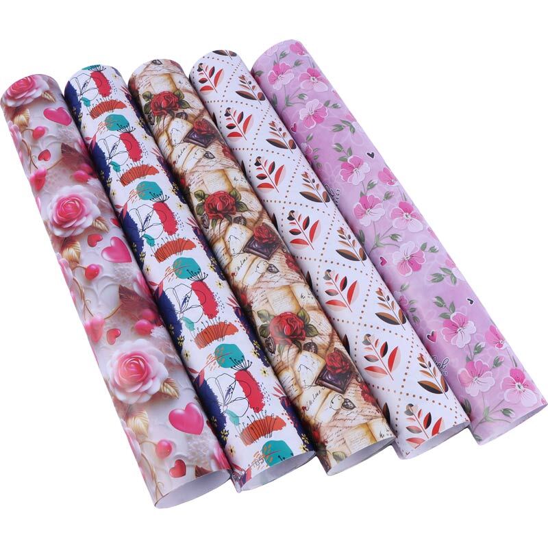 کاغذ کادو گلاسه طرح گل بسته 50 عددی
