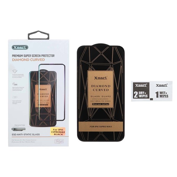 محافظ صفحه نمایش شیشه ای اورجینال XMART - Diamond Curved ESD Anti Static مدل Apple iPhone 15 pro max (پک دار)