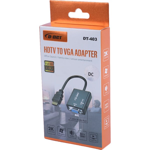 تبدیل HDMI به VGA دی نت DT-403 + کابل Micro USB