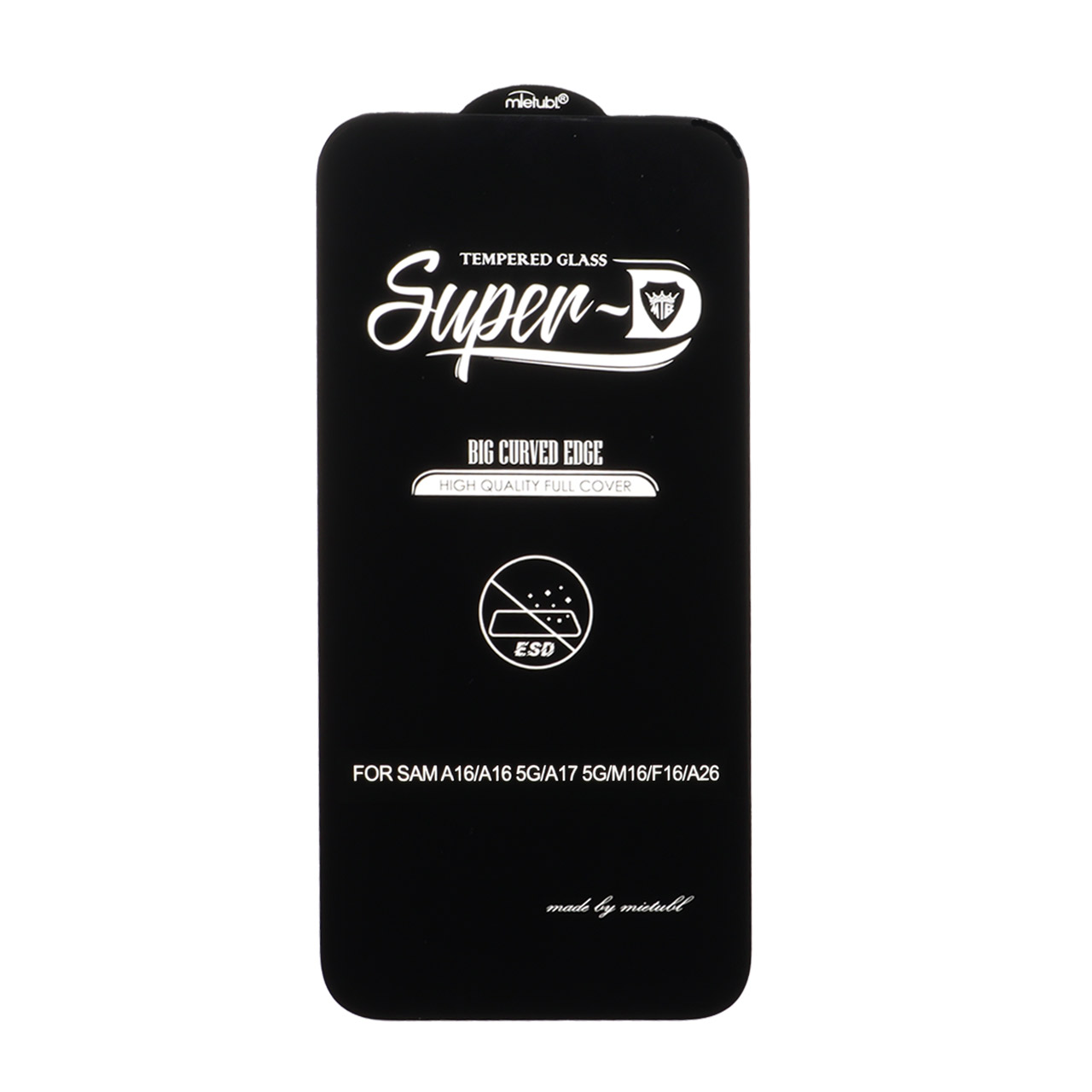 محافظ صفحه نمایش شیشه ای Samsung Galaxy A17 / A16 / A26 - Full Cover Super D Mietubl - ESD - مشکی (بدون پک) - NTC ORG
