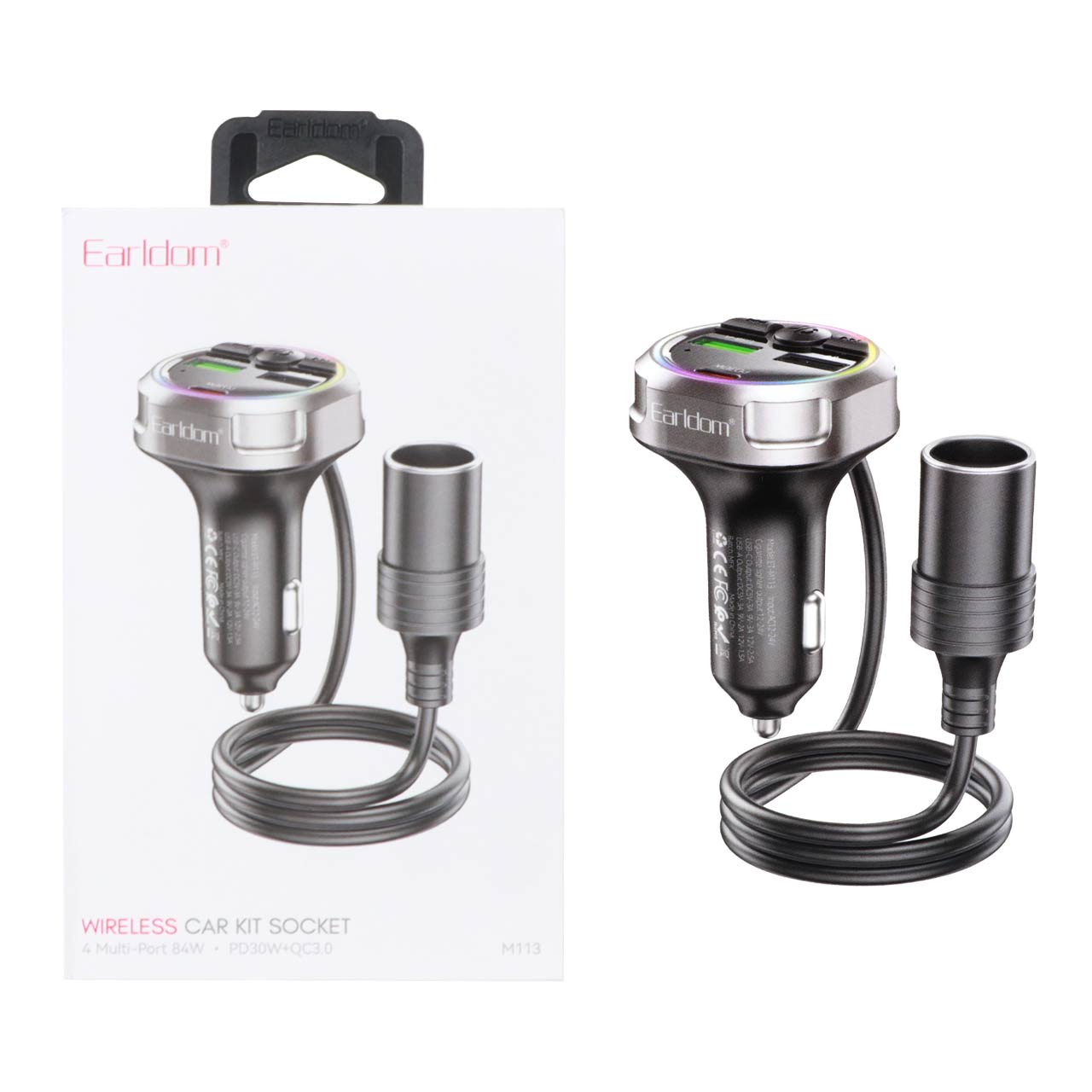 شارژر فندکی PD و فست سه پورت Earldom مدل M113 84W - مشکی