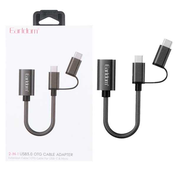 تبدیل Earldom Type-C & MicroUSB To USB3.0 OTGمدل OT84 - مشکی