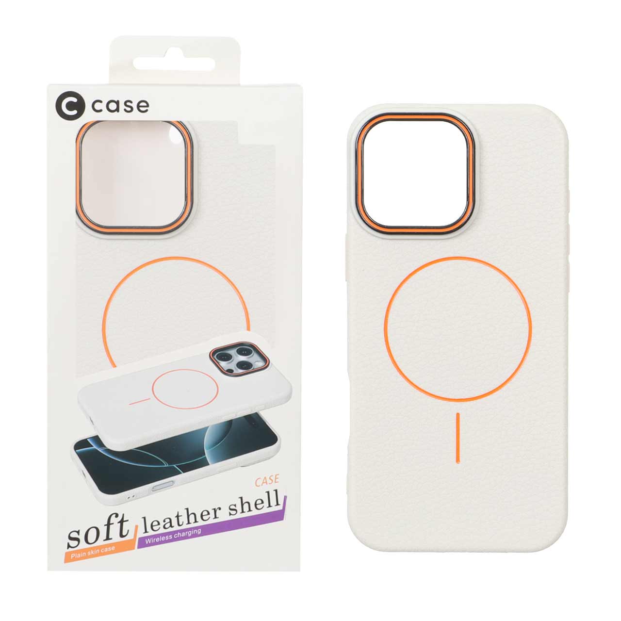 قاب اورجینال C Case طرح چرم MagSafe مدل Apple iPhone 16 Pro Max - کرم (پک دار)