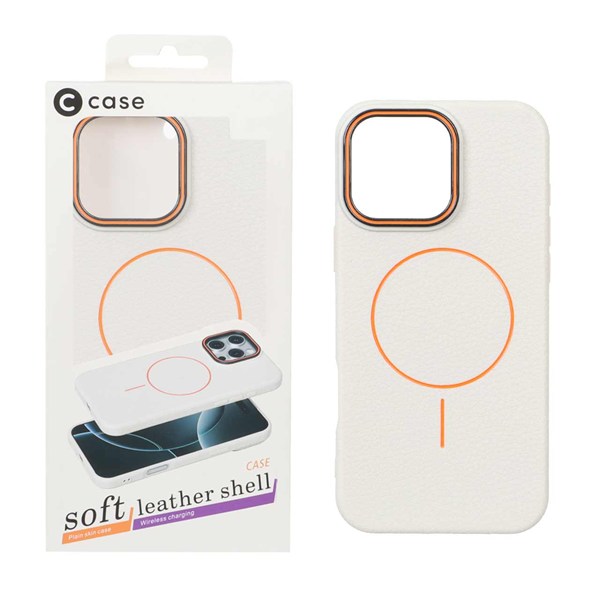 قاب اورجینال C Case طرح چرم MagSafe مدل Apple iPhone 16 Pro Max - کرم (پک دار)