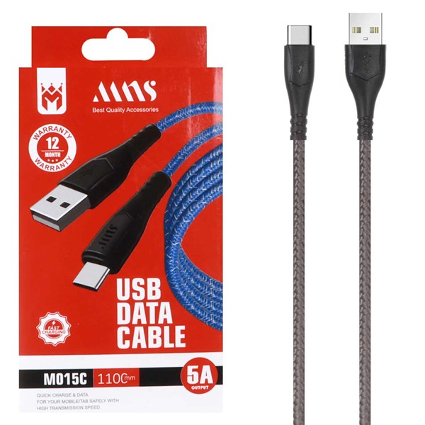 کابل شارژ کنفی فست 1.1 متری MNS Type-C مدل M015C - طوسی - SMO