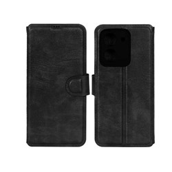 کیف موبایل چرمی مگنتی محافظ لنزدار Xiaomi Redmi A5 / Poco C71 - مشکی کد 1