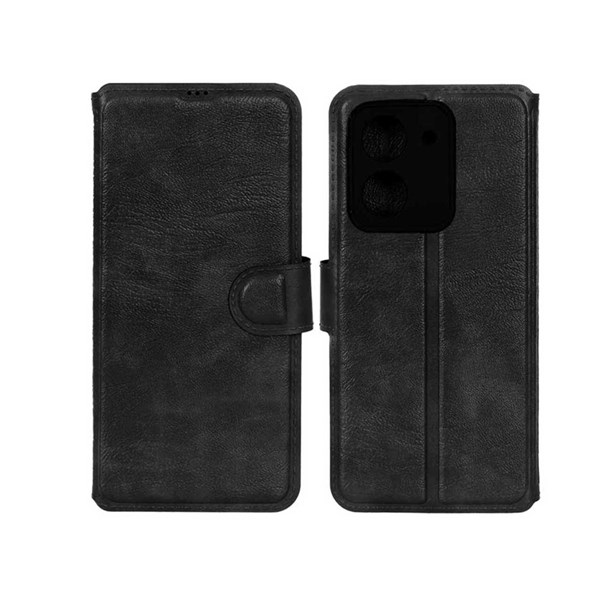 کیف موبایل چرمی مگنتی محافظ لنزدار Xiaomi Redmi A5 / Poco C71 - مشکی کد 1