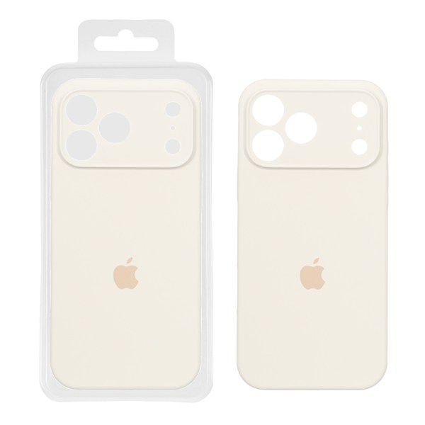 قاب سیلیکونی پاک کنی محافظ لنزدار اورجینال Apple iPhone 17 Pro Max - کرم (پک اصلی)