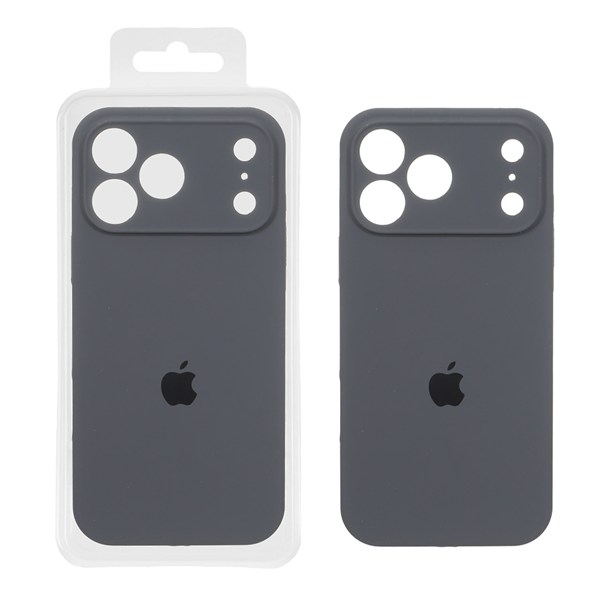 قاب سیلیکونی پاک کنی محافظ لنزدار اورجینال Apple iPhone 17 Pro Max - ذغالی (پک اصلی)
