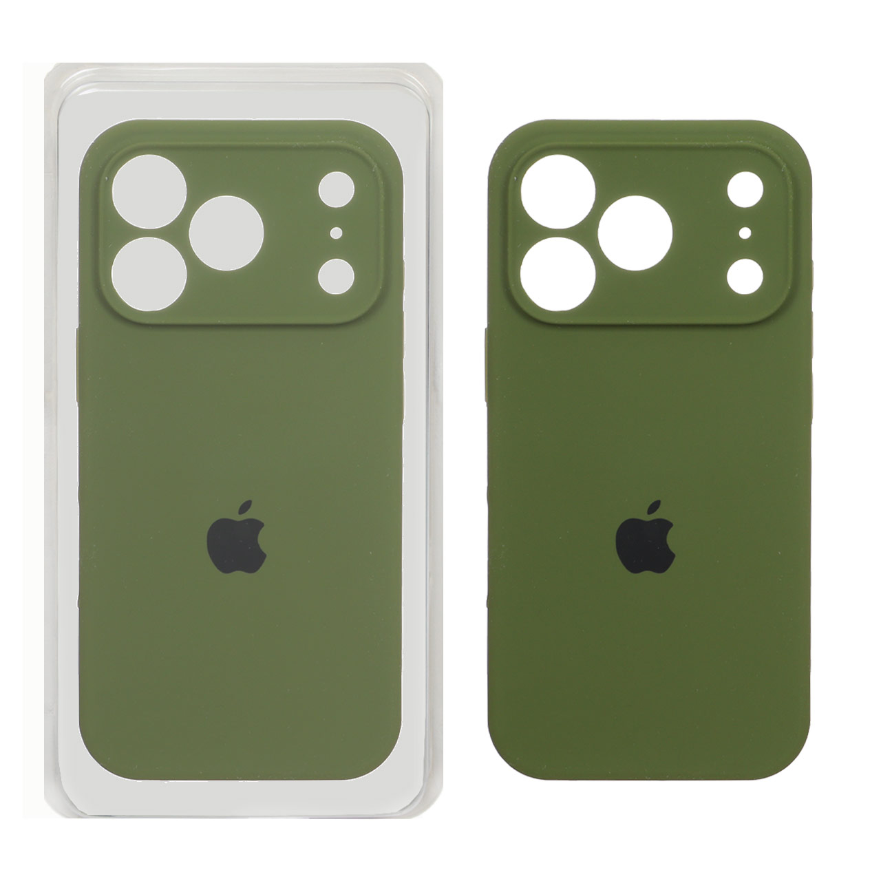 قاب سیلیکونی پاک کنی محافظ لنزدار اورجینال Apple iPhone 17 Pro - سبز زیتونی (پک اصلی)