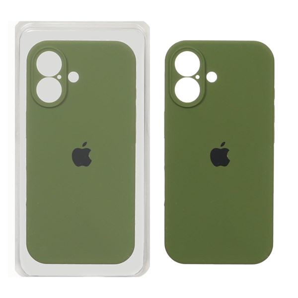 قاب سیلیکونی پاک کنی محافظ لنزدار اورجینال Apple iPhone 17 - سبز زیتونی (پک اصلی)