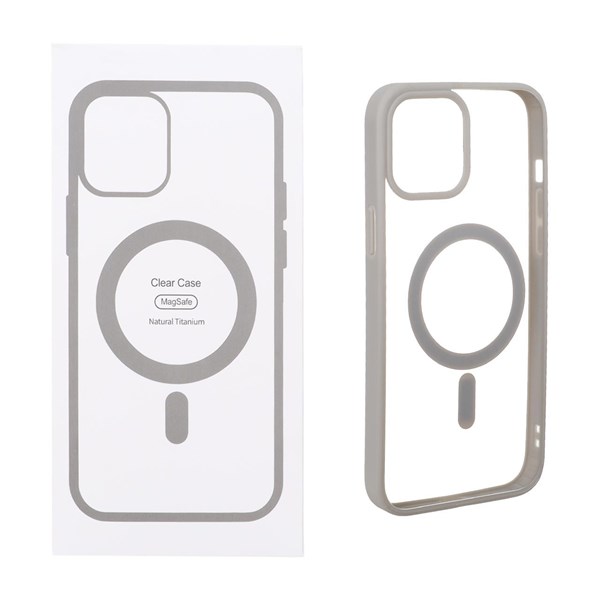 قاب شفاف Apple iPhone 12 Pro Max با قابلیت شارژ MagSafe - خاکستری (پک دار)