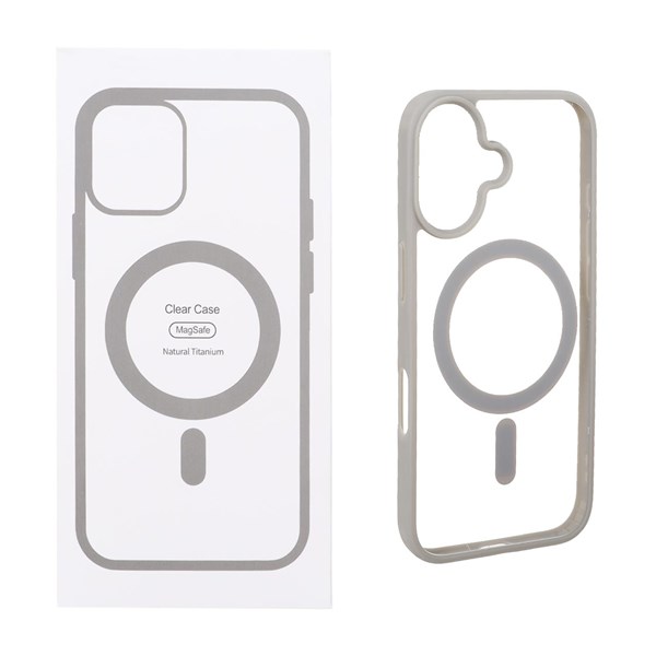 قاب شفاف Apple iPhone 16 با قابلیت شارژ MagSafe - خاکستری (پک دار)