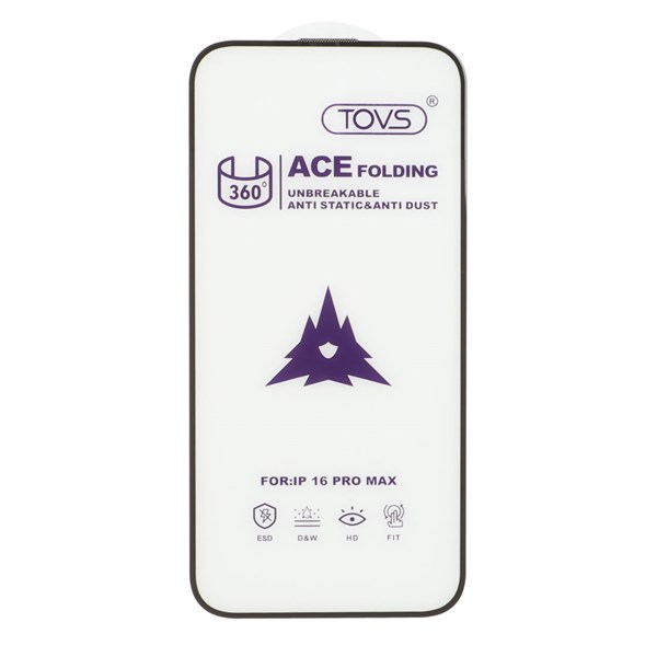 محافظ صفحه نمایش شیشه ای Full Cover ACE - 360 Anti Static مدل Apple iPhone 16 Pro Max