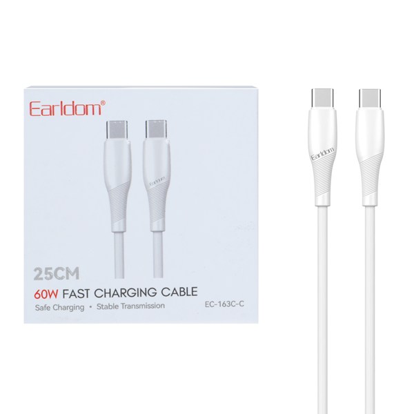 کابل شارژ فست پاوربانک Earldom Type-C To Type-C مدل EC-163C-C - سفید