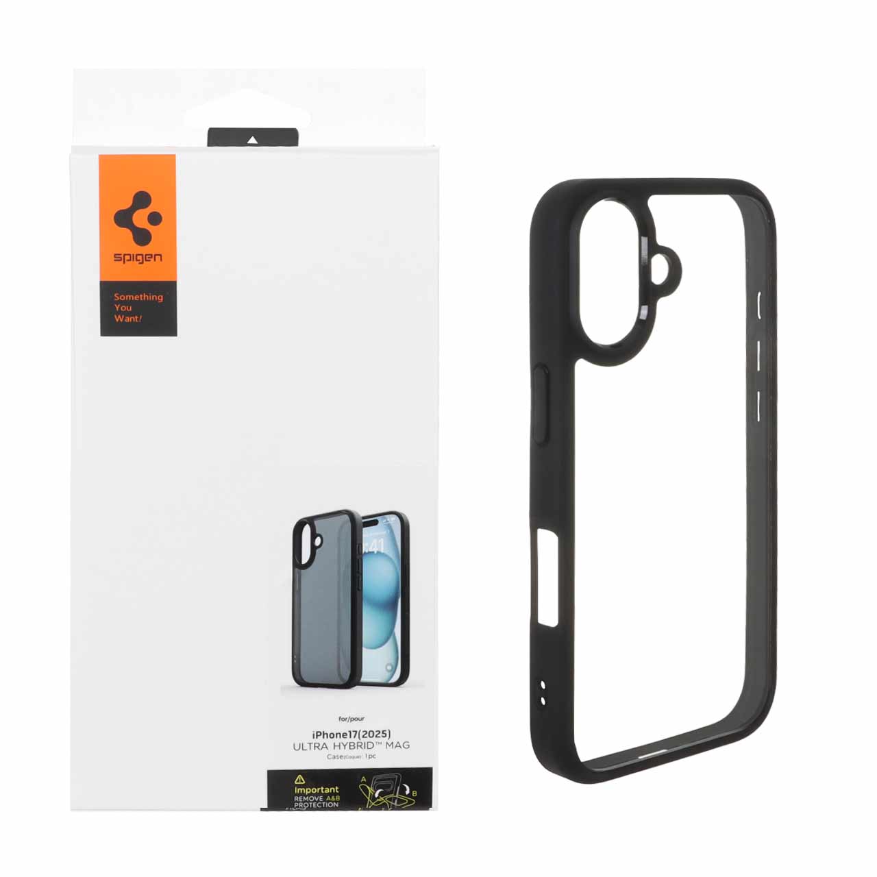 قاب اورجینال Spigen ULTRA HYBRID مدل Apple iPhone 17 - شفاف مشکی (پک دار)