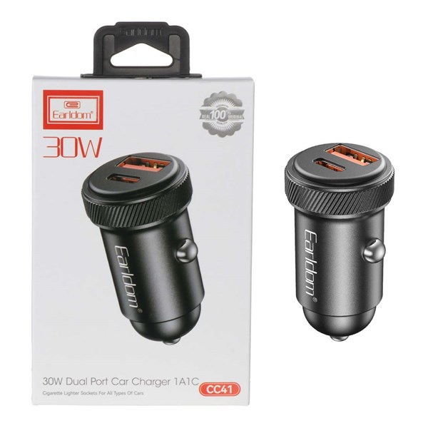 شارژر فندکی PD و فست دو پورت Earldom مدل CC41 30W - مشکی