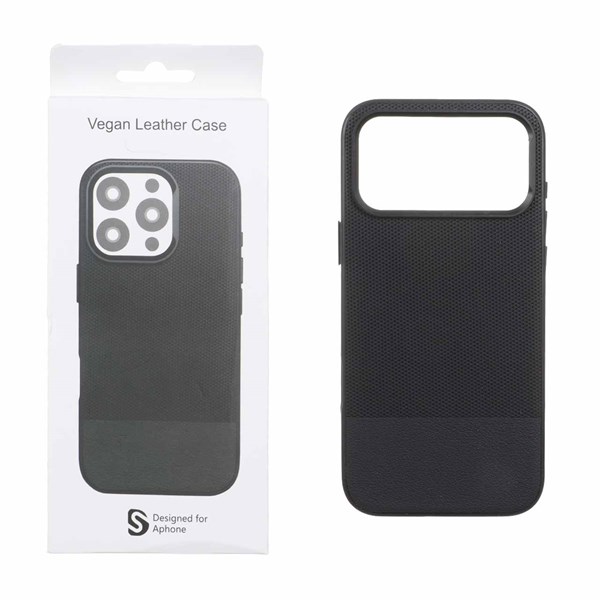 قاب اورجینال Vegan Leather Case چرمی دو تکه Apple iPhone 17 Pro Max - مشکی (پک دار) - MPS