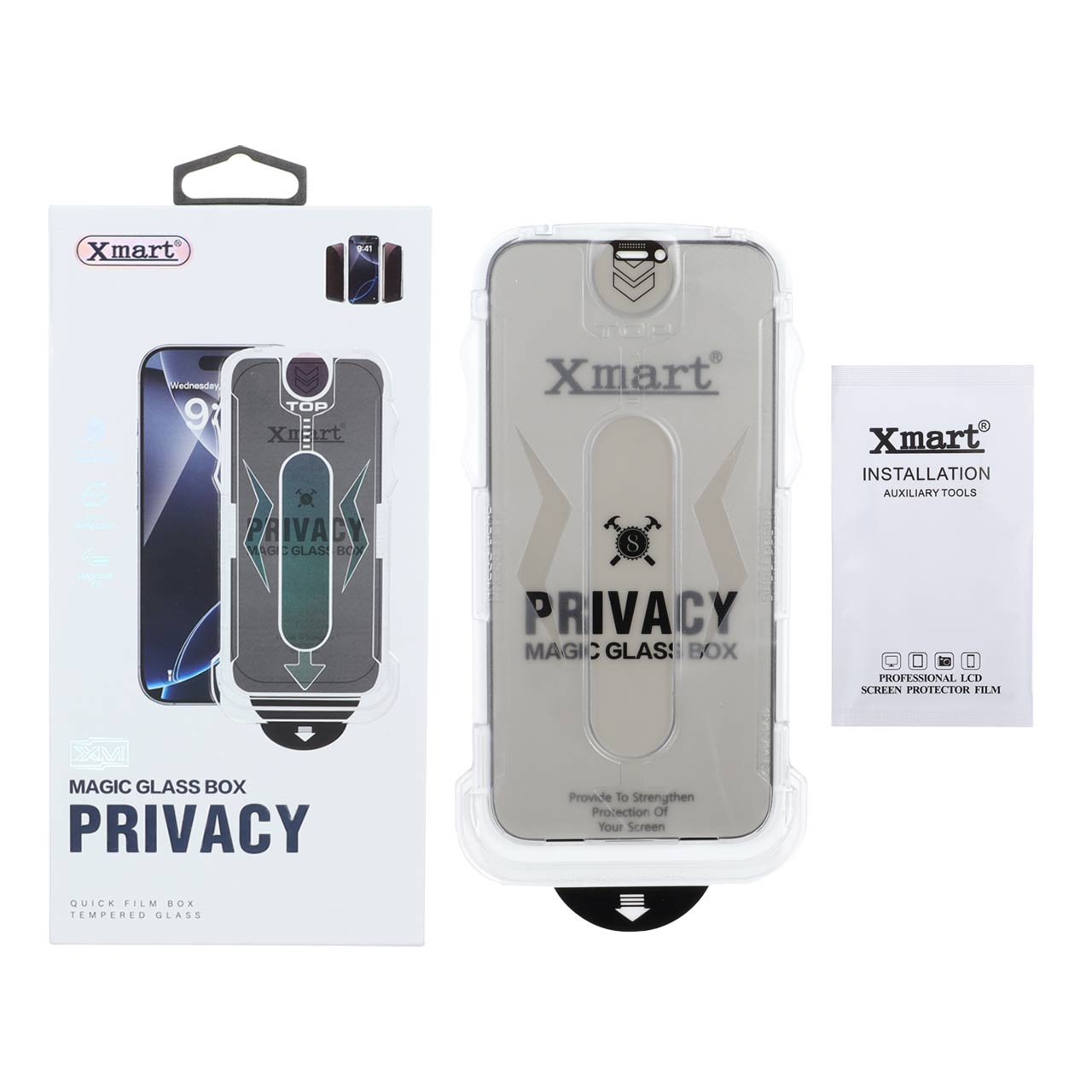 محافظ صفحه نمایش شیشه ای اورجینال XMART Privacy - Magic Glass Box مدل Apple iPhone 12 Pro Max (پک دار)