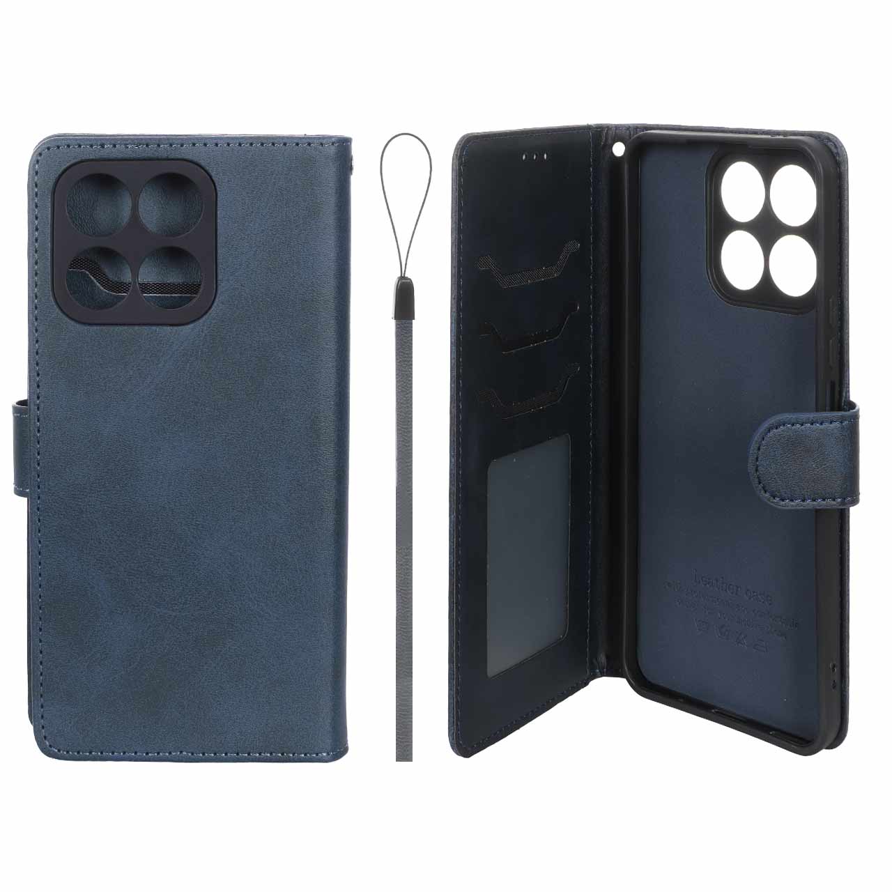 کیف موبایل مگنتی درجه یک داخل خز MNC Plus مدل Honor X8a - سرمه ای